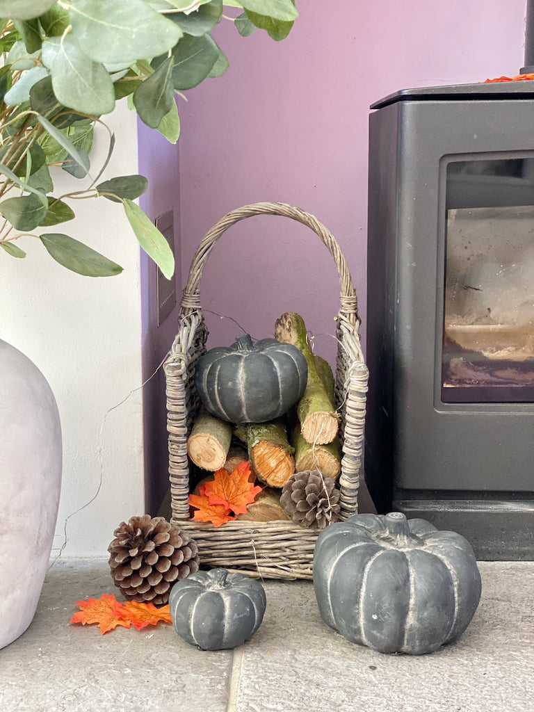 Black and store grey pumpkins, home decor small pumpkins