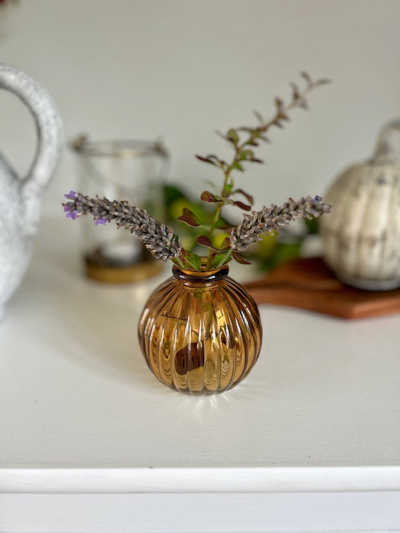 Glass Amber Pumpkin Vase