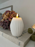 Deluxe LED White Stripe Candles ~ 2 sizes