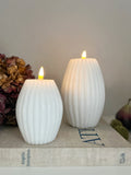 Deluxe LED White Stripe Candles ~ 2 sizes