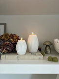 Deluxe LED White Stripe Candles ~ 2 sizes