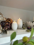 Deluxe LED White Stripe Candles ~ 2 sizes