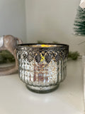 Yule Footed Tealight with hammered trim