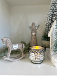 Yule Footed Tealight with hammered trim