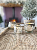 Yule Ribbed Tealight with a hammered trim