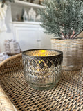 Yule Footed Tealight with hammered trim