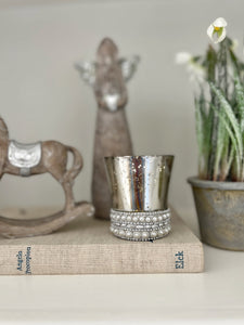 Silver Beaded Tealight Holder