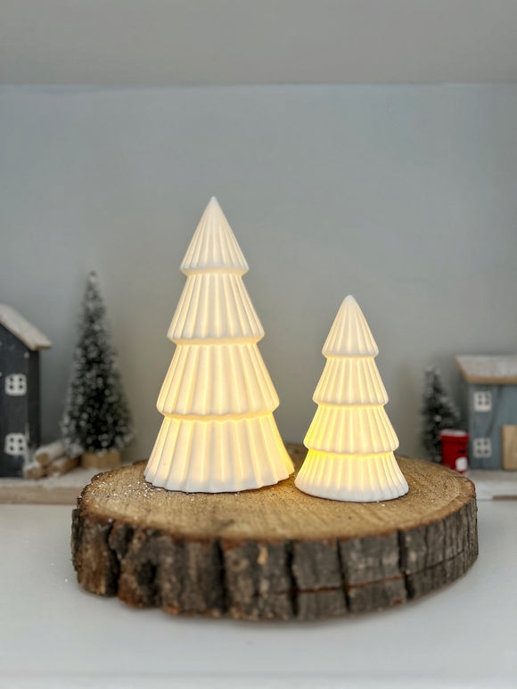 Layered Ribbed LED Trees - 2 Sizes