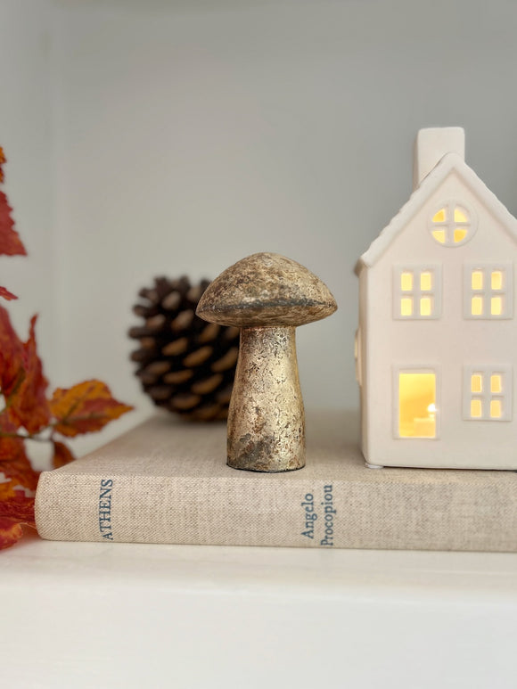 Aged Copper Mushroom Ornament