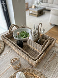 Natural Woven Handled Trays - 2 Sizes