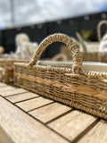 Natural Woven Handled Trays - 2 Sizes