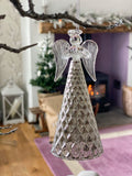 Silver Hanging Angel with Diamond Skirt Bauble